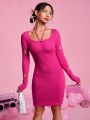 SHEIN PETITE Women'S Slim Fit Heart Hollow Out Dress