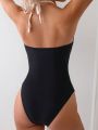 SHEIN Swim Chicsea Ladies' Color Block Rolled Edge One Piece Swimsuit