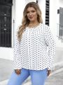 SHEIN Clasi Plus Size Women's Polka Dot Print Notched Collar Shirt