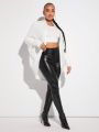 SHEIN SXY Batwing Sleeve Open Front Teddy Coat