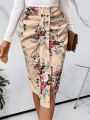 SHEIN Clasi Valentine's Day High Waist Floral Print Skirt