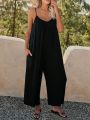 Plus Solid Slant Pocket Cami Jumpsuit