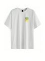 Vandy Women'S Loose Fit Round Neck T-Shirt With Emoji, Flower And Letter Print