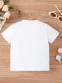 Baby Girl Round Neck Cartoon Portrait Printed Top For Spring/Summer