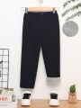 SHEIN Kids EVRYDAY Young Boy Button Detail Thermal Lined Pants