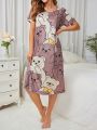 Cartoon Print Short Sleeve Sleep Dress