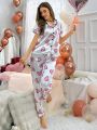 Women's Satin Digital Printed Pajama Set