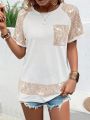 Color Block Sequined Panel Raglan Short Sleeve T-Shirt