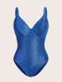 SHEIN DD+ Women's Hollow Out Back One-piece Swimsuit With Adjustable Shoulder Straps