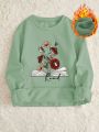 SHEIN Slayr Women's Floral & Letter Printed Round Neck Loose Fit Long Sleeve Sweatshirt