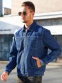 Manfinity Hypemode Men's Turn-down Collar Denim Jacket