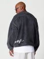 SUMWON Oversized Fit Washed Sweatshirt With Front And Back Embroidery