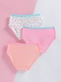 Girls' 3pcs Decorative Waist Cartoon Printed Triangle Panties