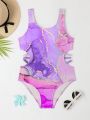 Tween Girls' Marble Design One-Piece Swimsuit