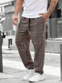 Men Plaid Drawstring Waist Pants