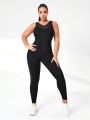 Plus Cut Out Back Sports Jumpsuit