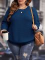 SHEIN CURVE+ Plus Size Round Neck Long Sleeve Sweater