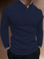 Manfinity Homme Men's Contrast Trim Long Sleeve Polo Shirt