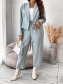 SHEIN Unity Plus Solid Blazer & Suit Pants