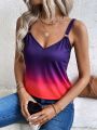 SHEIN LUNE Gradient Printed Cami Top With Circular Metal Detail