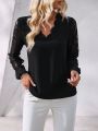 Women's Hollow Out Lace Splicing Shell Edge Collar Shirt