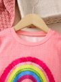SHEIN Kids EVRYDAY Young Girl Rainbow Print Sweatshirt