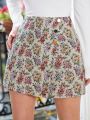 SHEIN Frenchy Button Decor Jacquard Wrapped Skort