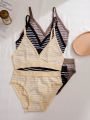 3pcs Striped Print Lingerie Set