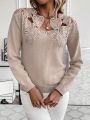 SHEIN Privé Women’s Solid Color Sweater With Heart Embroidery