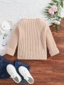 SHEIN Kids EVRYDAY Boys' Simple Round Neck Pullover Sweater With Buttons, Autumn And Winter