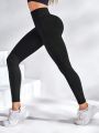 Yoga Basic Women's Seamless High Waisted Solid Color Sports Leggings