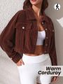 SHEIN Leisure Corduroy Sporty Warm Jacket