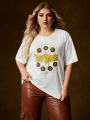 HOUSE OF THE DRAGON X SHEIN Plus Size Short Sleeve Letter & Animal Print T-Shirt