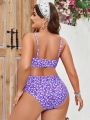 SHEIN Swim Mod Plus Size Floral Printed Bikini Swimsuit Set