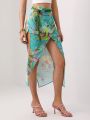 CONTUR Floral Print Split Thigh Skirt