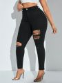 SHEIN SXY Plus Size Ripped Skinny Jeans