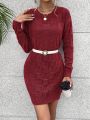 SHEIN Unity Solid Color Drop Shoulder Sweater Dress Without Belt