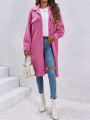 SHEIN Essnce Solid Color Drop Shoulder Fleece Coat
