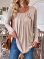 SHEIN LUNE Ladies' Round Neck Long Sleeve T-Shirt