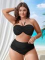 SHEIN Swim Vcay Plus Size Solid Color Halter Bikini Top