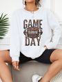 Leopard & Letter Graphic Drop Shoulder Sweatshirt