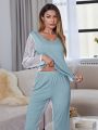 Contrast Lace PJ Set Without Panty