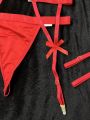 Women'S Sexy Lingerie Set (Underwire Bra, Thong Panties, Waist Cincher, 2 Leg Garters) 5pcs