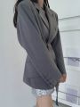 DAZY Women's Color Block Blazer With Belted Waist