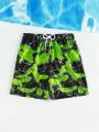 Teenage Boys' Lightning Printed Swimming Trunks