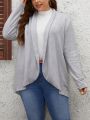 SHEIN Plus Shawl Collar Open Front Cardigan