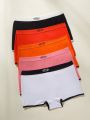 5pcs Letter Graphic Contrast Binding Boyshorts