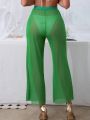 SHEIN Swim Vcay Solid Sheer Mesh Cover Up Pants