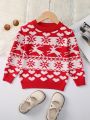 SHEIN Kids QTFun Young Girl Christmas Pattern Sweater