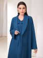 SHEIN Mulvari 2pcs/Set Shawl Collar Long Sleeve Jacket And V-Neck Sleeveless Dress